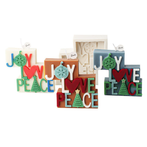 Nordic Style Christmas Joy Love Peace Silicone Mold Mould Candle Epoxy Resin Soap