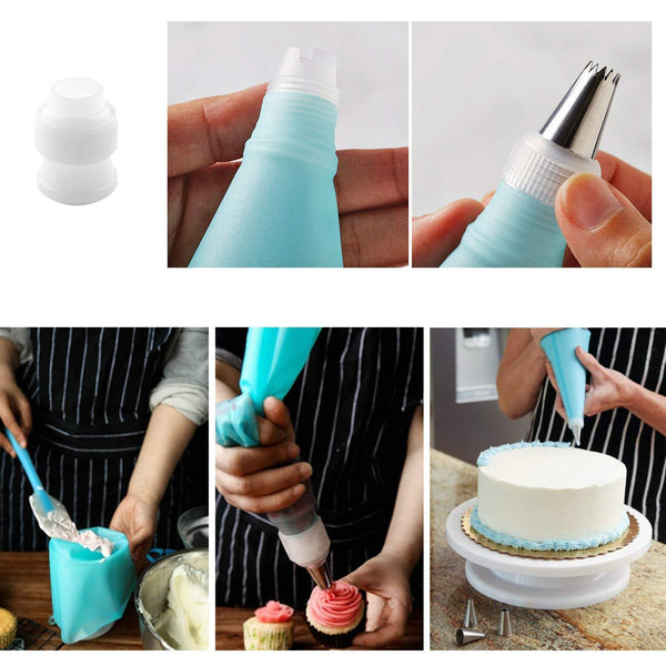 52 Pce Piping Icing Pastry Nozzles Tips Bags Turntable Scrapers Cake Decorating
