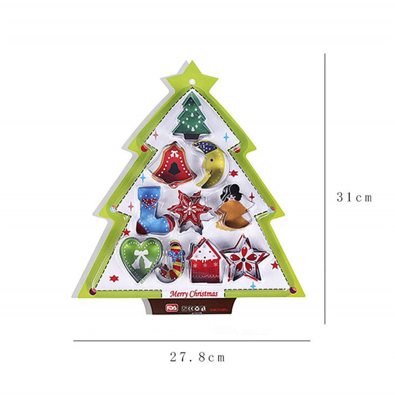 10 Pce Christmas Cookie Biscuit Cutter Mold Stainless Steel Metal Set