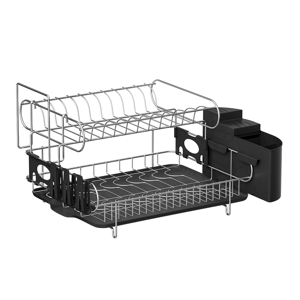 Cefito Dish Rack Drying Drainer Cup Holder Cutlery Tray Kitchen Organiser 2 Tier