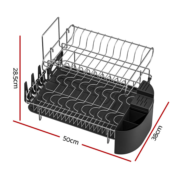 Cefito Dish Rack Drying Drainer Cup Holder Cutlery Tray Kitchen Organiser 2 Tier