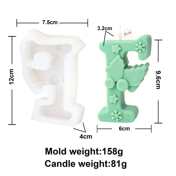 Christmas Alphabet 26 English Capital Letters Silicone Mold Mould Candle Epoxy Resin Soap