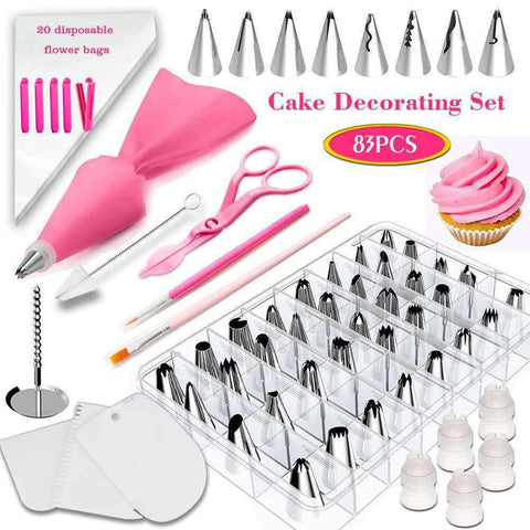 83 Pce Korean Piping Icing Fondant Cream Nozzles Tips Bags Cake Cupcake Decorating