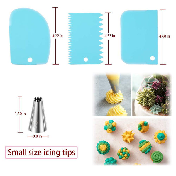 46 Pce Piping Icing Nozzles Tips Bags Scrapers Flower Nails Cake Cupcake Decorating