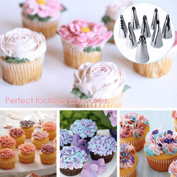 10 Pce Korean Piping Icing Pastry Nozzles Tips Bag Cake Cupcake Decorating