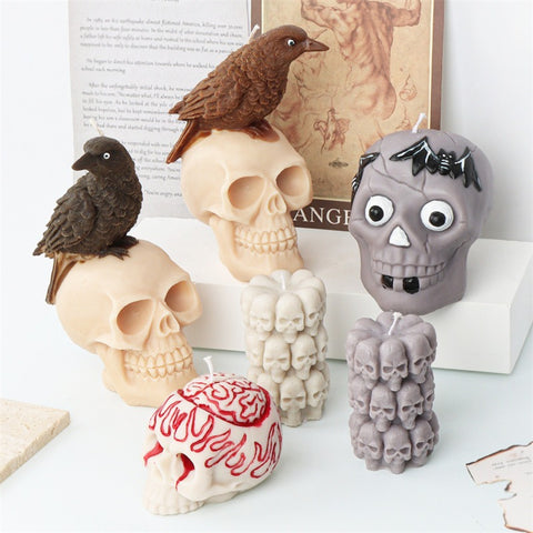 Halloween Skulls Bat Crows Silicone Mold Mould Candle Epoxy Resin Soap