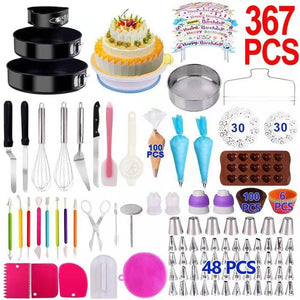 367 Pce Piping Icing Fondant Pastry Nozzles Tips Bags Tools Scrapers Tins Cake Decorating