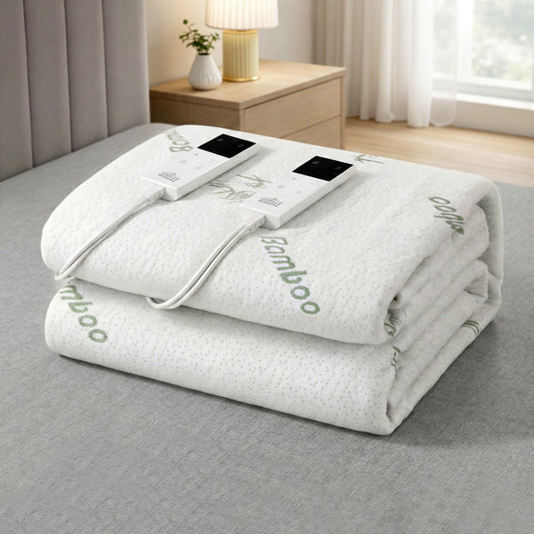 Giselle Fitted Electric Heated Blanket 9 Level LED Timer Bamboo Fabric Washable Double