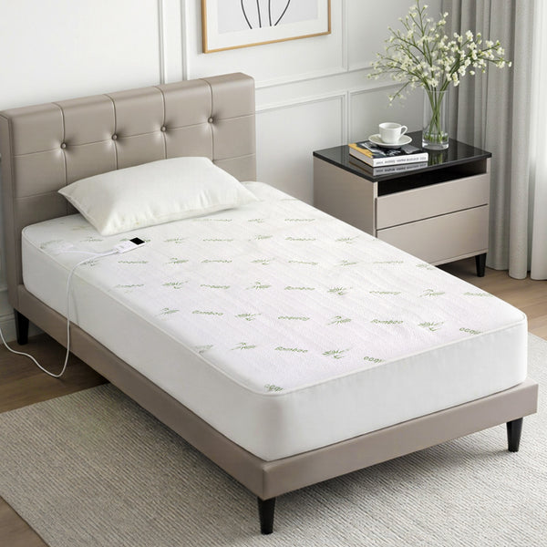 Giselle Fitted Electric Heated Blanket 9 Level LED Timer Bamboo Fabric Washable King Single