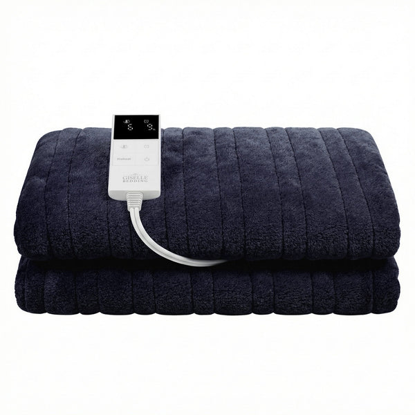 Giselle Electric Heated Fleece Flannel Throw Rug Blanket Double 200 x 180cm Charcoal