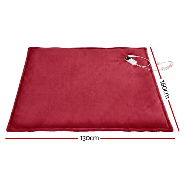Giselle Electric Heated Fleece Sherpa Throw Rug Blanket Washable Timer Burgundy