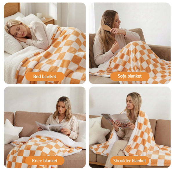 Giselle Electric Heated Fleece Sherpa Throw Rug Blanket Washable Timer Check