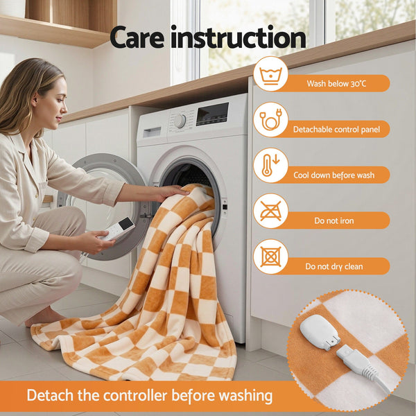 Giselle Electric Heated Fleece Sherpa Throw Rug Blanket Washable Timer Check