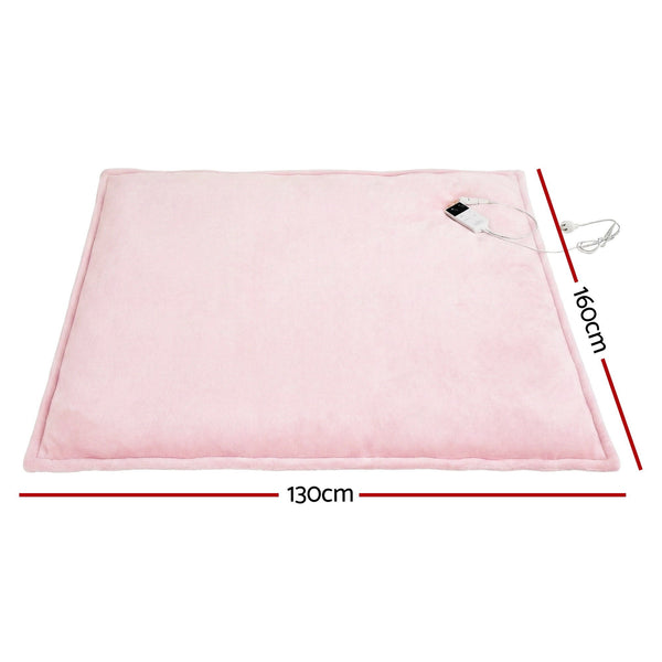 Giselle Electric Heated Fleece Sherpa Throw Rug Blanket Washable Timer Pink