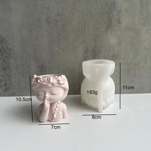 Girl Woman Head Bust Silicone Mold For Candle Epoxy Resin Soap Making
