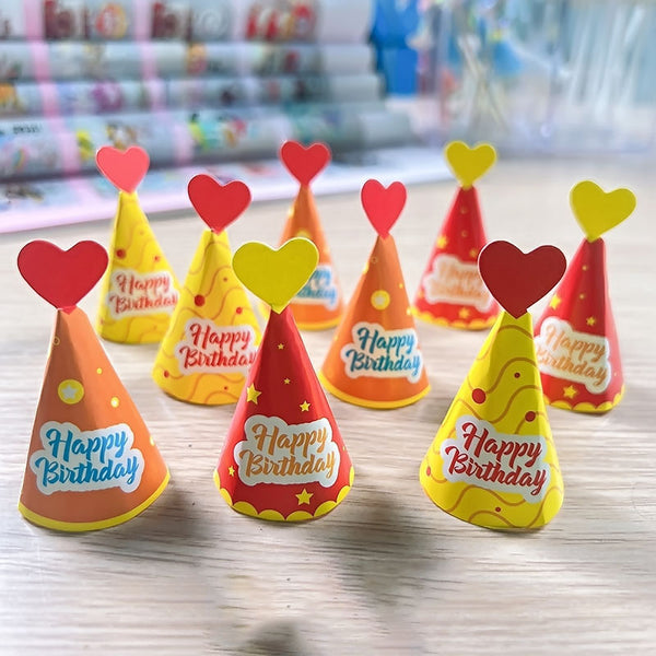 9 Pce Happy Birthday Paper Hat Cake Decoration Set