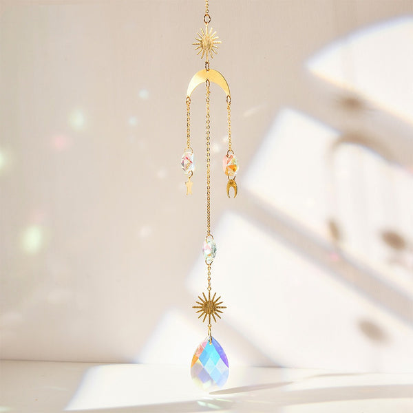 Sun Moon Star Crystal Pendant Suncatcher Sun Catcher Garden Ornament Gold Silver