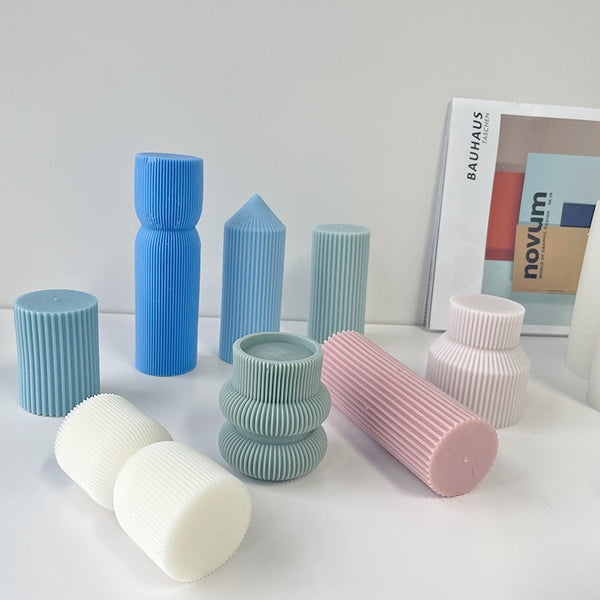 Striped Ribbed Cylindrical Column Silicone Mold Mould Candle Epoxy Resin Soap