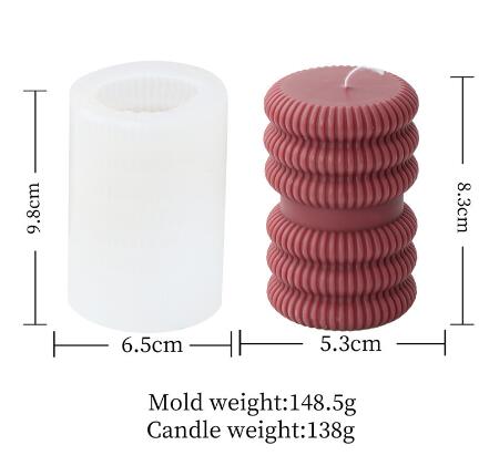 Striped Ribbed Column Pillar Silicone Mold Mould Candle Epoxy Resin Soap 4 Designs