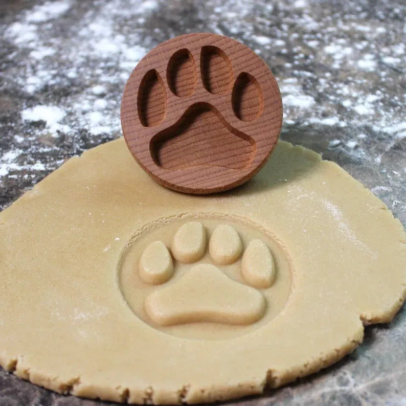 Beechwood Wooden Paw Print Bee Turtle Tree Biscuit Cookie Embossing Stamp Mold
