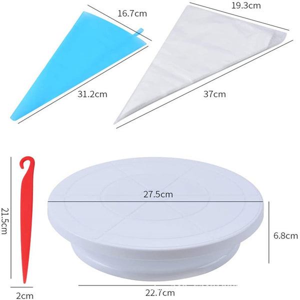 66 Pce Piping Icing Nozzles Tips Bags Turntable Scrapers Cake Cupcake Decorating