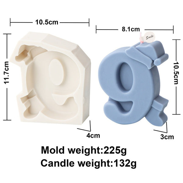 Christmas 0-9 Numbers Silicone Mold Mould Candle Epoxy Resin Soap
