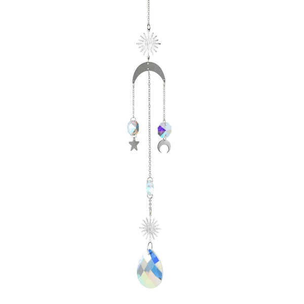 Sun Moon Star Crystal Pendant Suncatcher Sun Catcher Garden Ornament Gold Silver