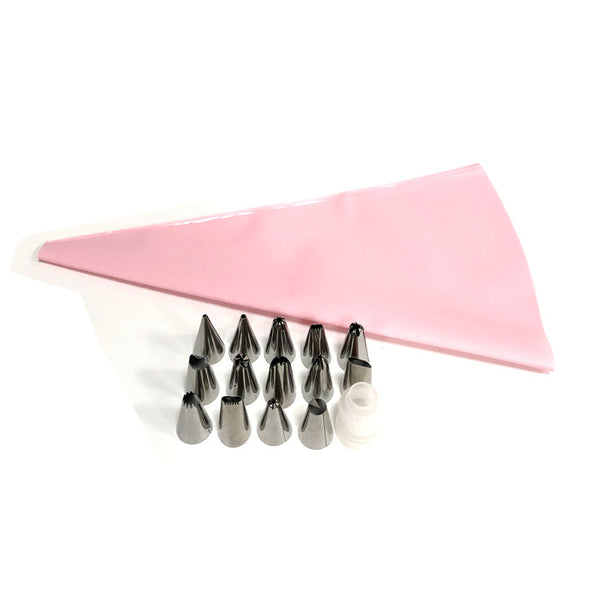 16 Pce Piping Icing Pastry Nozzles Tips EVA Bags Cake Cupcake Decorating