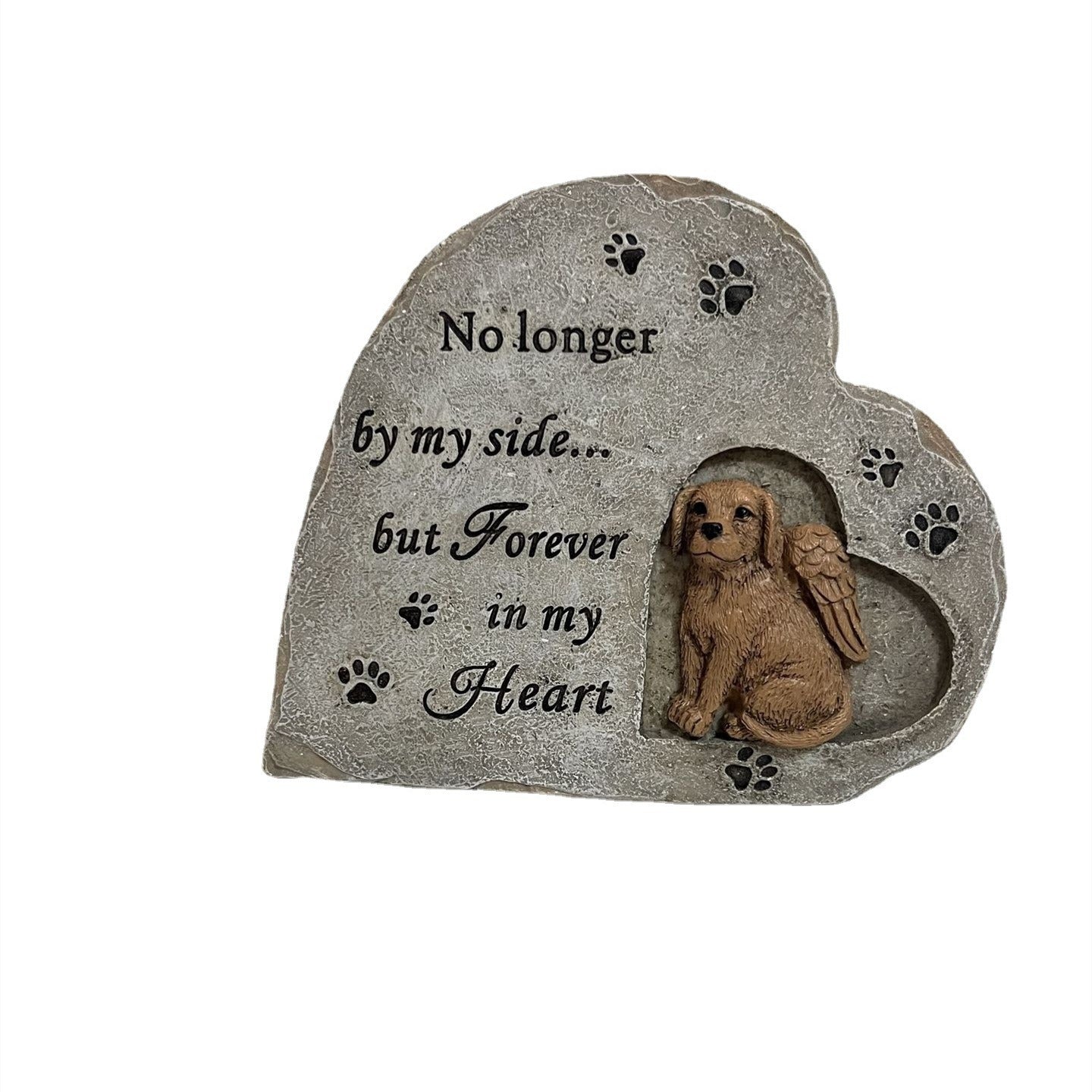 Heart Shaped Pet Memorial Plaque Monument Outdoor Garden Resin Dog