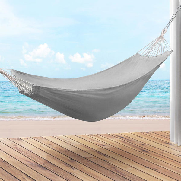 Gardeon Hammock Bed Cotton 200kg Storage Bag Outdoor Grey