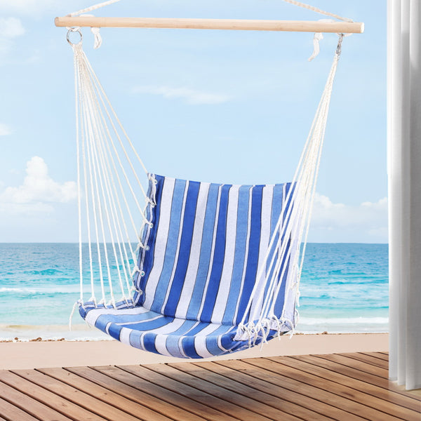 Gardeon Hammock Chair Swing Indoor Outdoor Blue