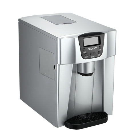 Devanti 2L 12kg Portable Ice Cube Maker Water Dispenser Silver