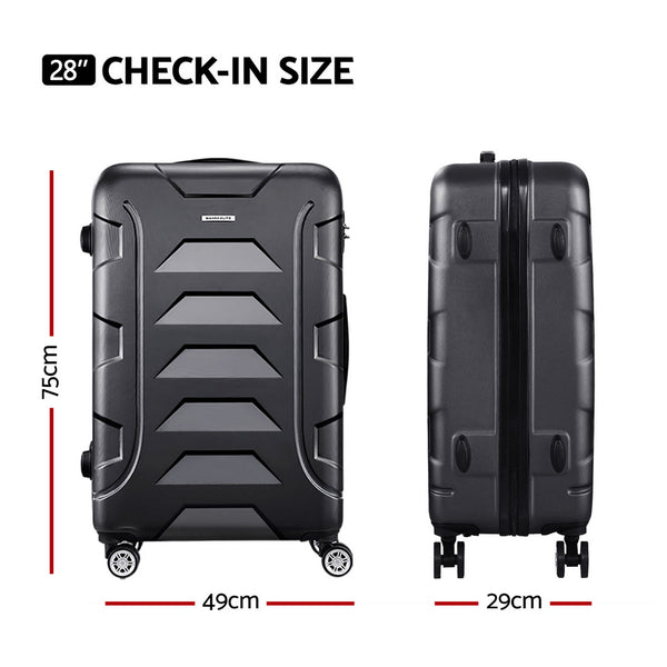 Wanderlite 28" 75cm Luggage Trolley Travel Suitcase Set TSA Hard Case Lightweight Strap