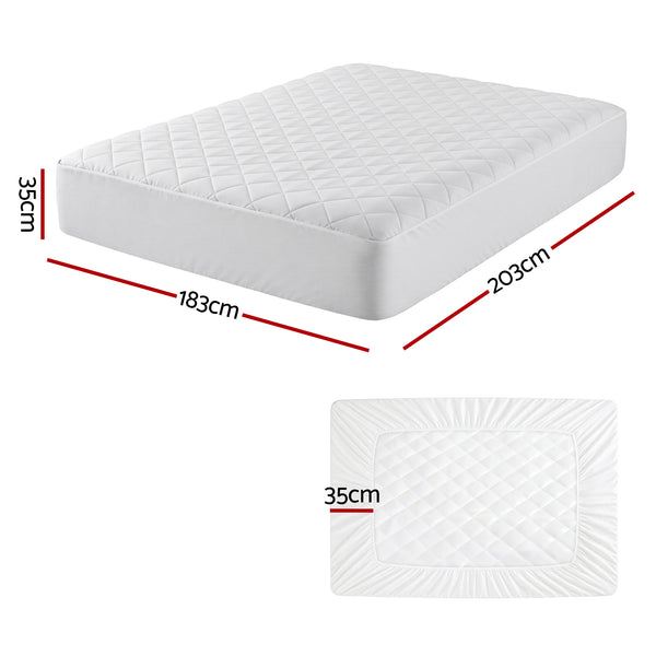 Giselle Waterproof Mattress Protector Cotton Quilted Fitted Cover 35cm Wall King