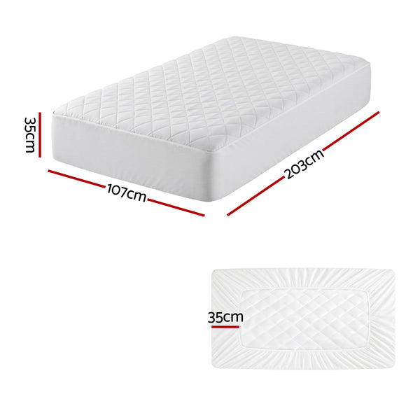 Giselle Waterproof Mattress Protector Cotton Quilted Fitted Cover 35cm Wall King Single