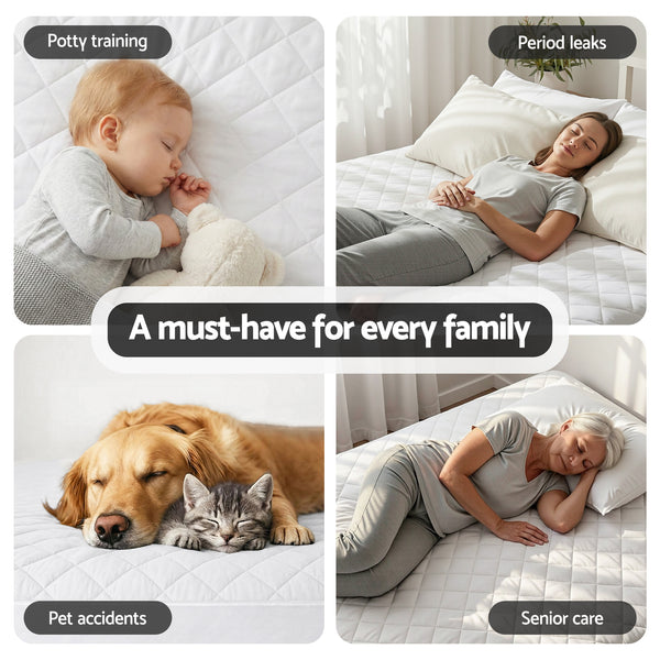 Giselle Waterproof Mattress Protector Cotton Quilted Fitted Cover 35cm Wall King Single