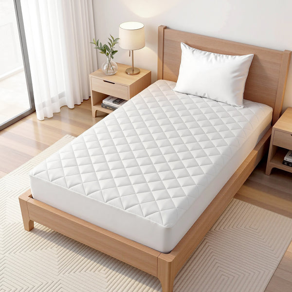 Giselle Waterproof Mattress Protector Cotton Quilted Fitted Cover 35cm Wall King Single