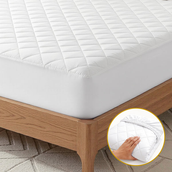 Giselle Waterproof Mattress Protector Cotton Quilted Fitted Cover 35cm Wall Queen