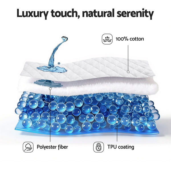 Giselle Waterproof Mattress Protector Cotton Quilted Fitted Cover 35cm Wall Single