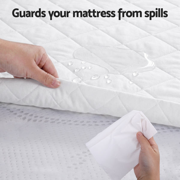 Giselle Waterproof Mattress Protector Cotton Quilted Fitted Cover 35cm Wall Single