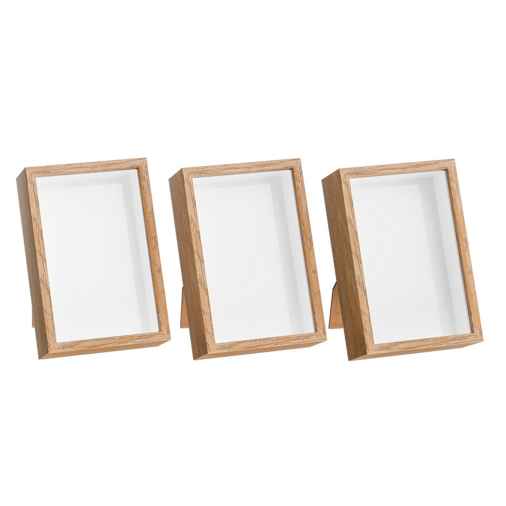 Artiss 3 Pce Photo Picture Collage Frame Set 3D Brown