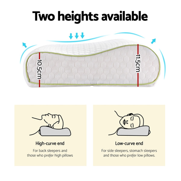 Giselle Bedding Memory Foam Contour Neck Pillow Dual Height Side Back Sleeper