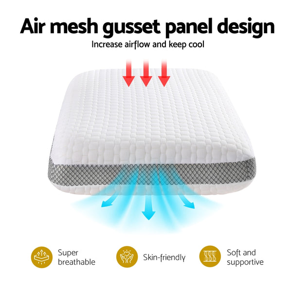 Giselle Bedding Memory Foam Pillow Side Back Front Sleeper 60 x 40 x 11cm