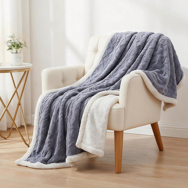 Giselle Bedding Double Sided Fleece Throw Blanket Lightweight 152 x 203cm Grey