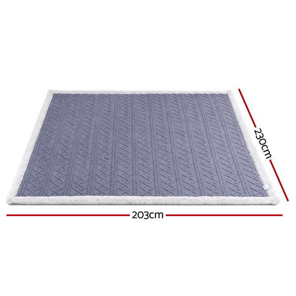 Giselle Bedding Double Sided Fleece Throw Blanket Lightweight 203 x 230cm Grey