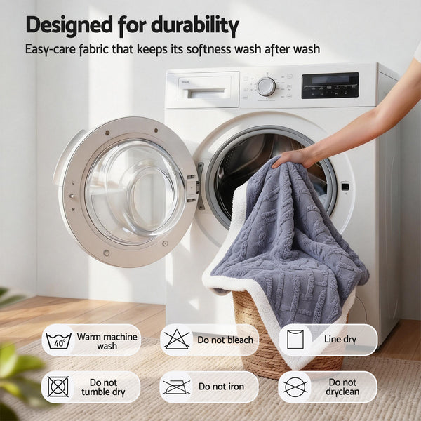 Giselle Bedding Double Sided Fleece Throw Blanket Lightweight 203 x 230cm Grey