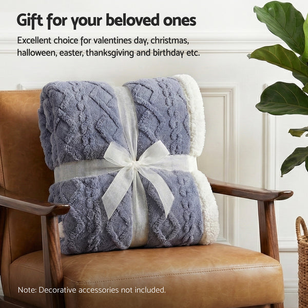 Giselle Bedding Double Sided Fleece Throw Blanket Lightweight 203 x 230cm Grey