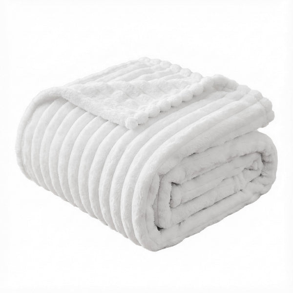 Giselle Bedding Double Sided Fleece Throw Blanket Lightweight 203 x 230cm White