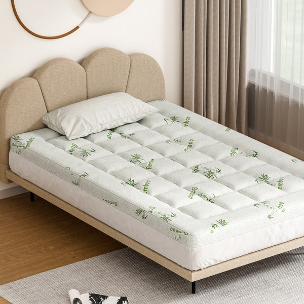 Giselle Bedding Microfibre Mattress Topper Pillowtop Bamboo 7.5cm King Single