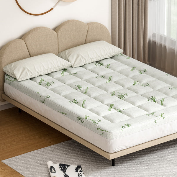 Giselle Bedding Microfibre Mattress Topper Pillowtop Bamboo 7.5cm Queen